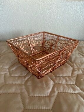 Decorative Woven Metal Trinket Bowl - Copper